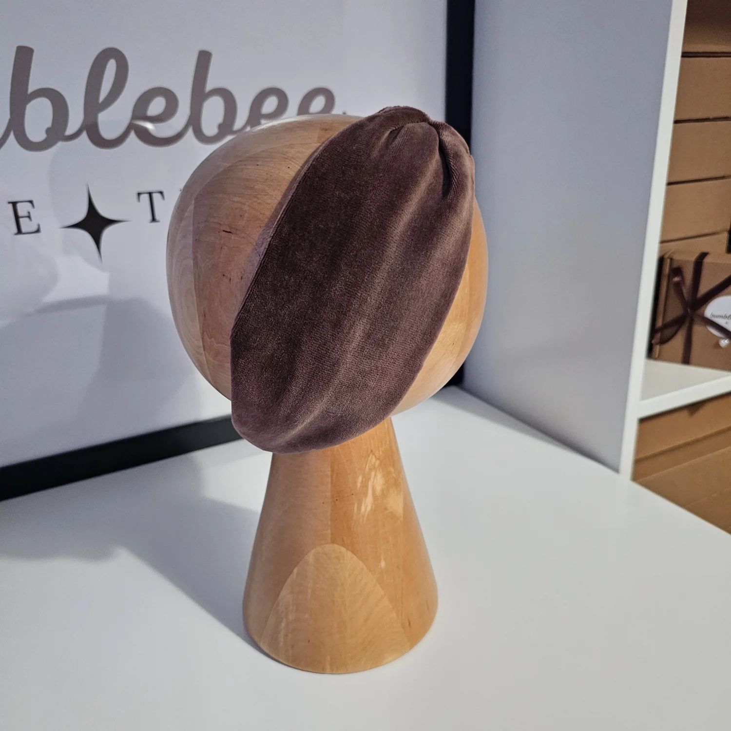 Welurowa opaska Honey Brown