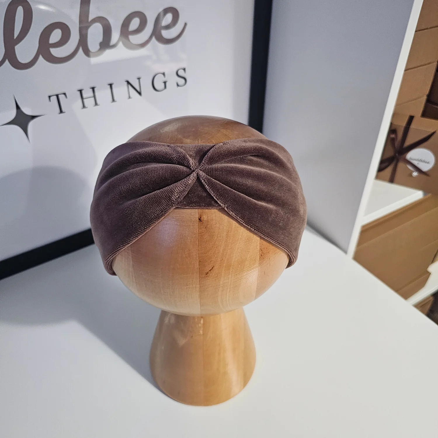 Welurowa opaska Honey Brown