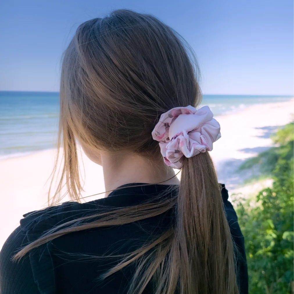 Scrunchie Pink Poppies Big